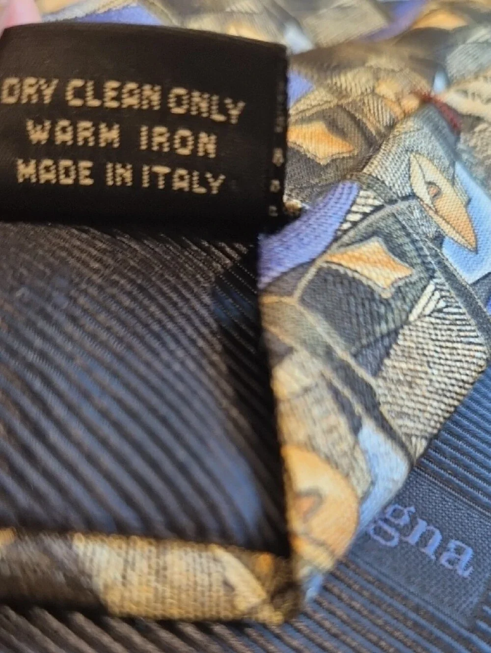 Ermenegildo Zegna Silk Made In Italy Geometric Pattern Tie in Blue,Green and Tan